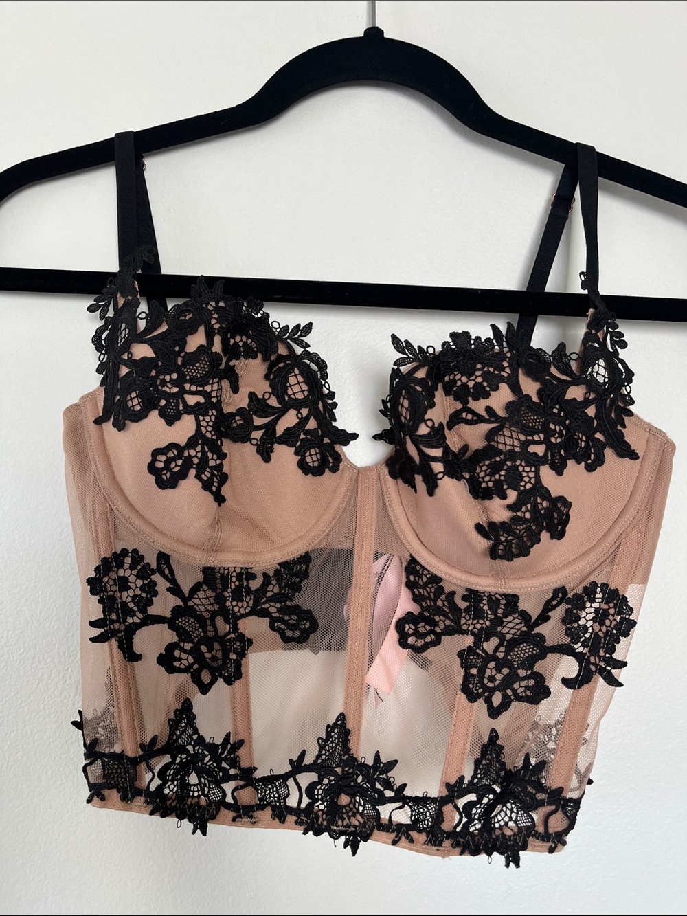 NEW Victoria's Secret nude and black Lace Bustier